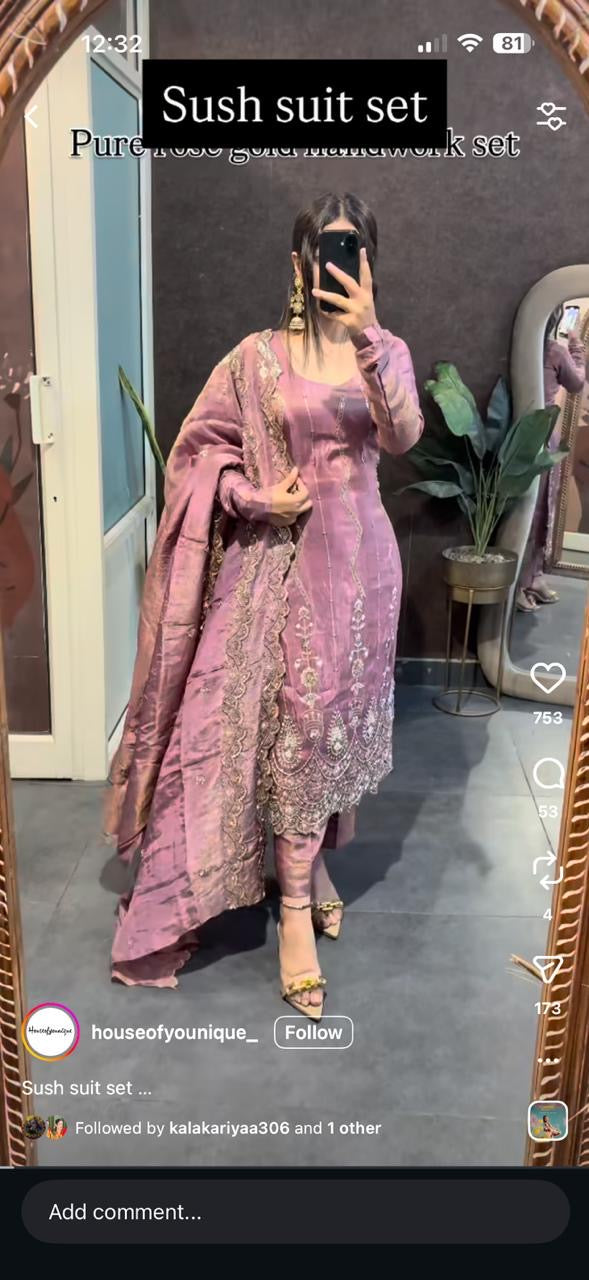 Shimmer handwork suit set