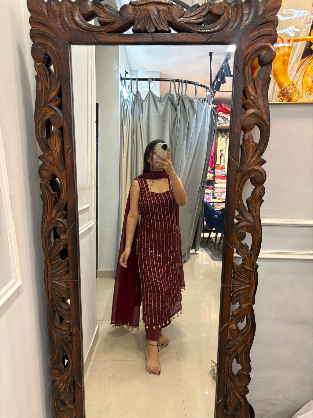 Maroon karwa set