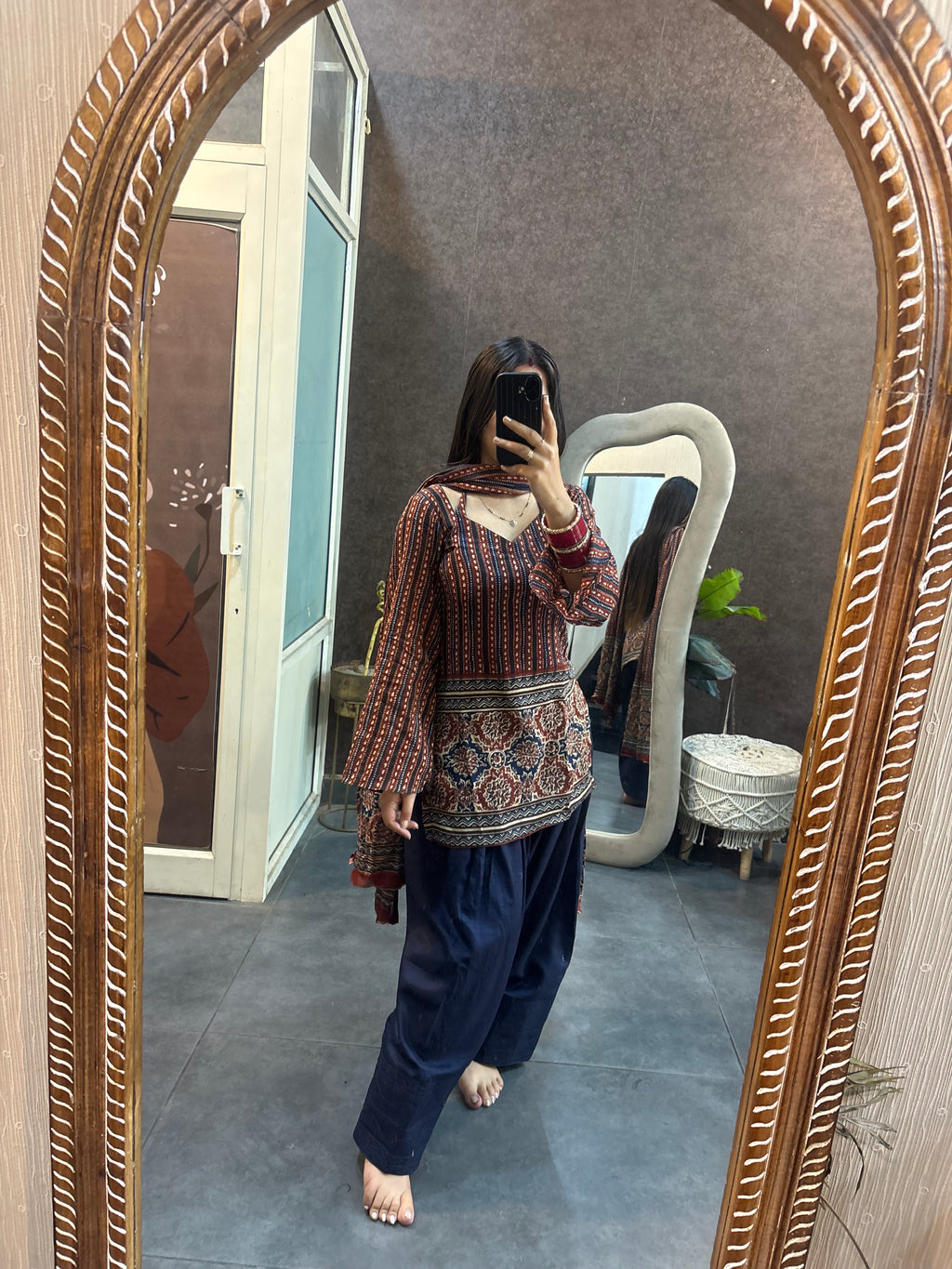 Ajrakh Farshi Suit Set