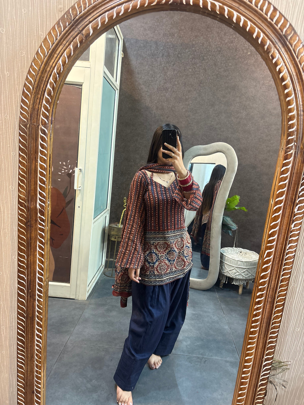 Ajrakh Farshi Suit Set