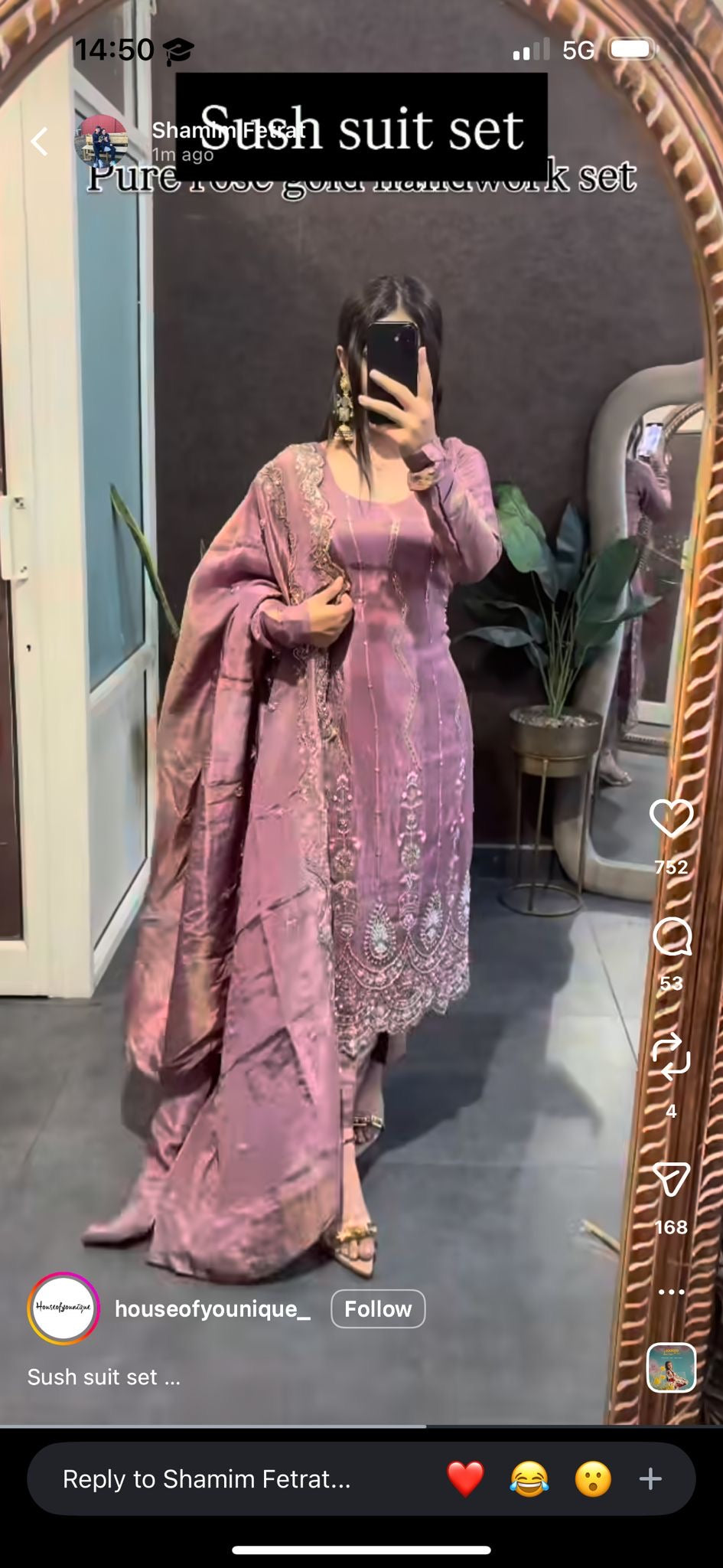 Shimmer handwork suit set