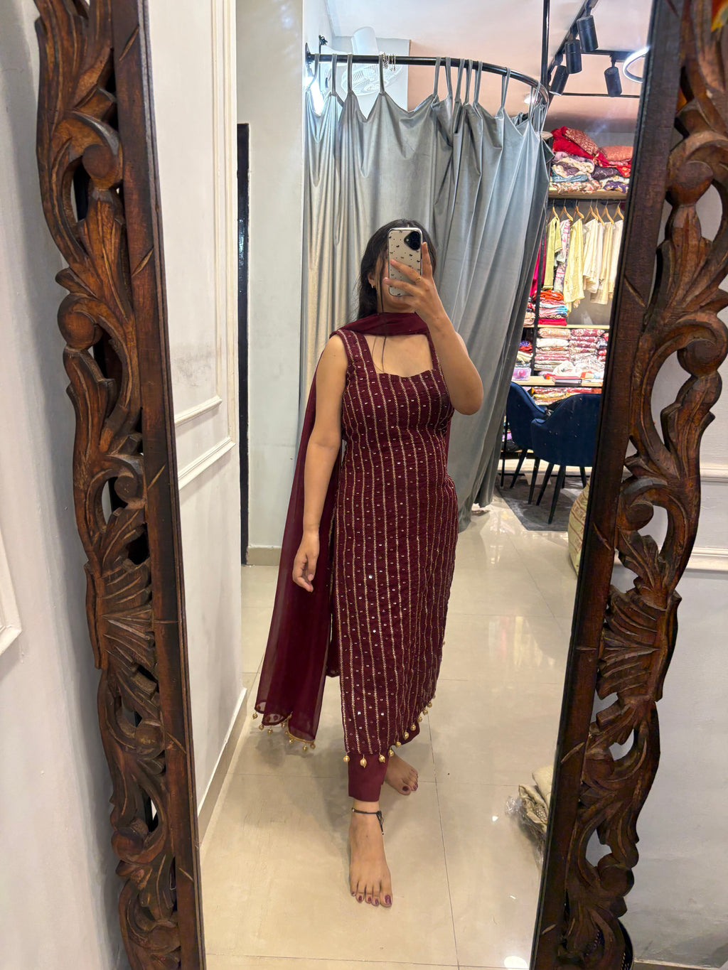 Maroon karwa set