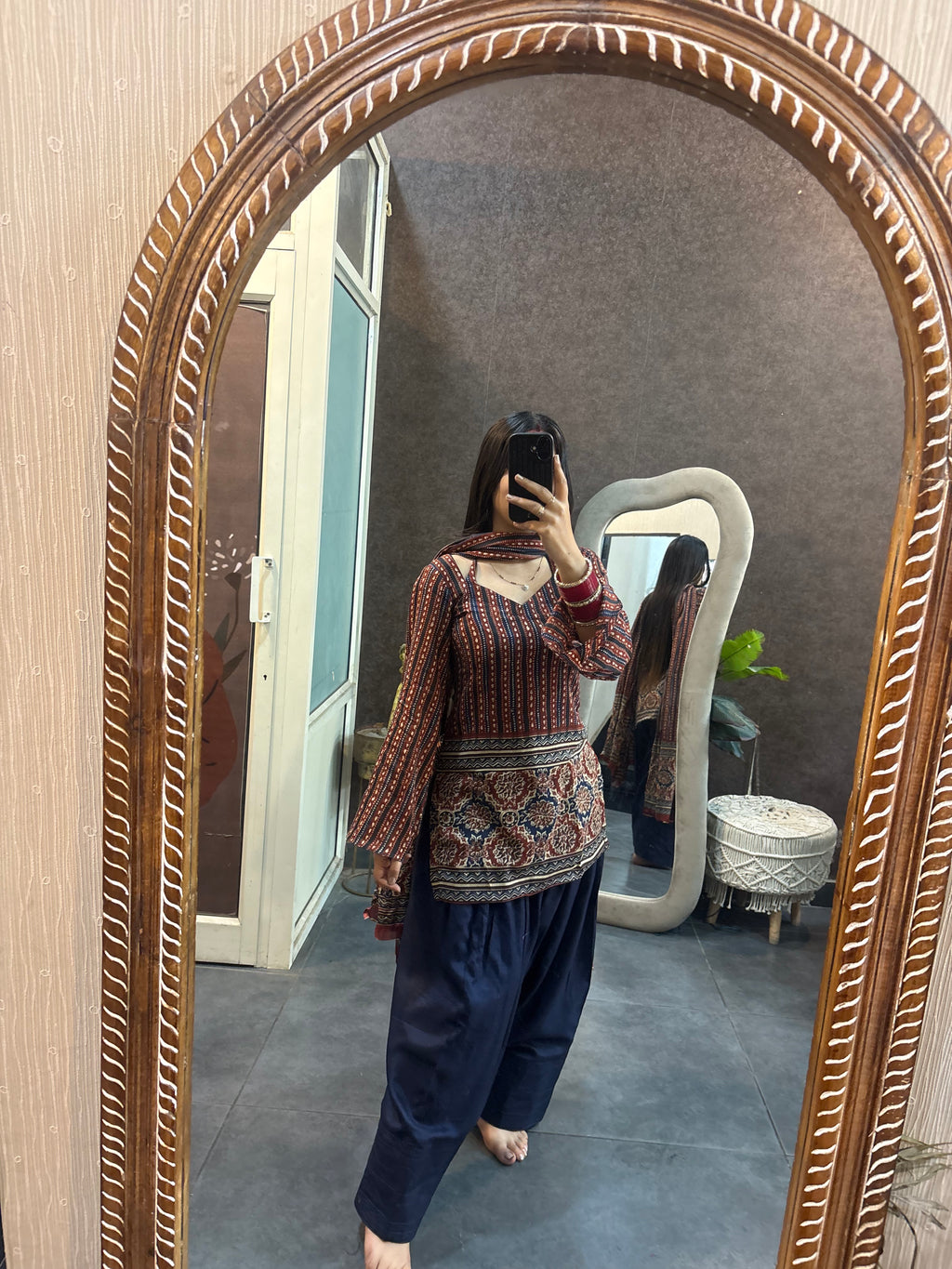 Ajrakh Farshi Suit Set