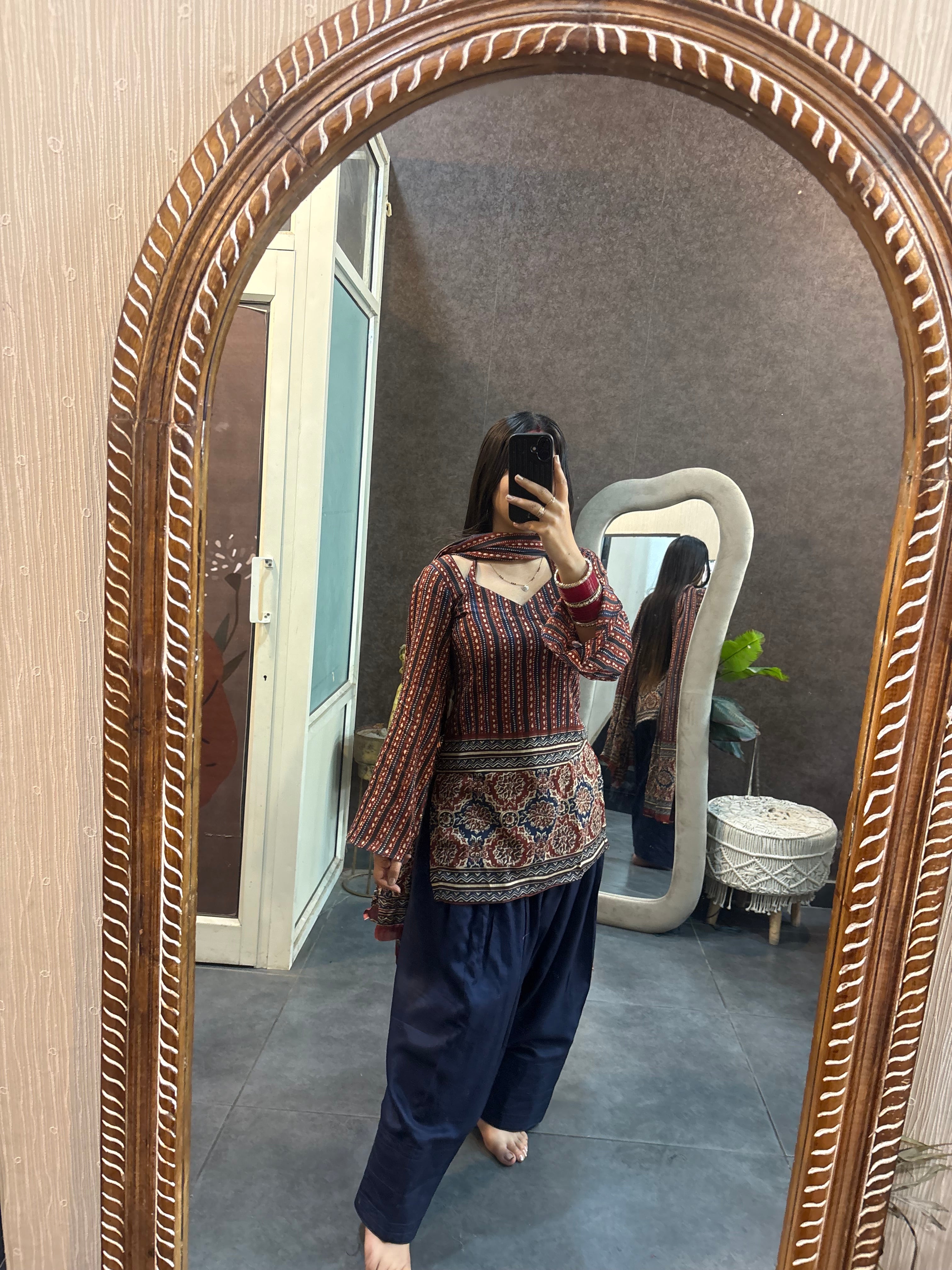 Ajrakh Farshi Suit Set